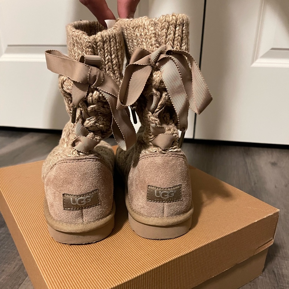 UGG knit bow tie boots